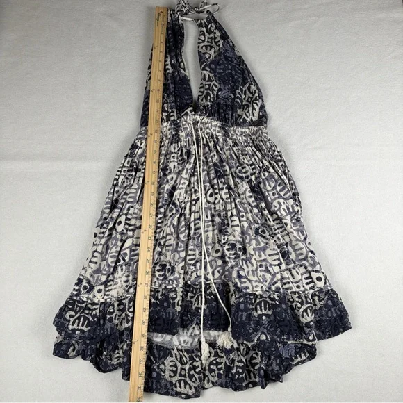 Free People Womens Beach Day Halter Mini Dress Blue Large - Picture 4 of 10